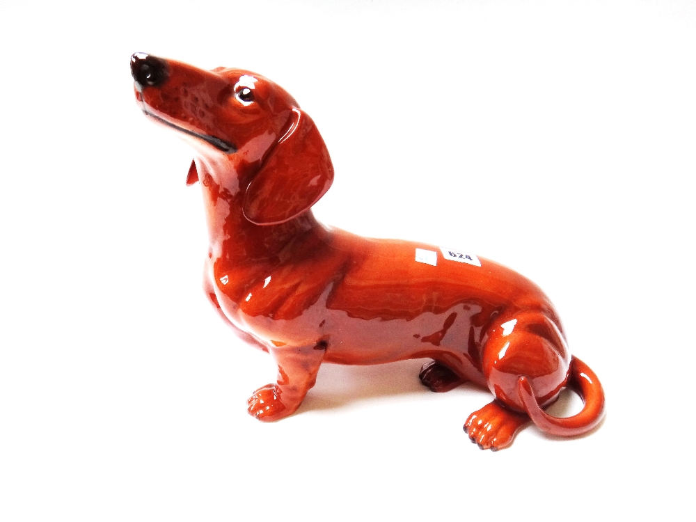 A large Beswick dachshund, black printed mark, 27cm high.