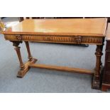 A Victorian walnut rectangular centre table with gadrooned edge,