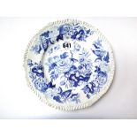 A set of twelve Staffordshire blue and white printed earthenware plates, 19th century,