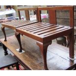 A pair of 20th century oak luggage stands on cabriole supports,