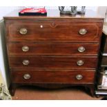 A George III inlaid mahogany secretaire chest with fitted drawer over three long graduated drawers,