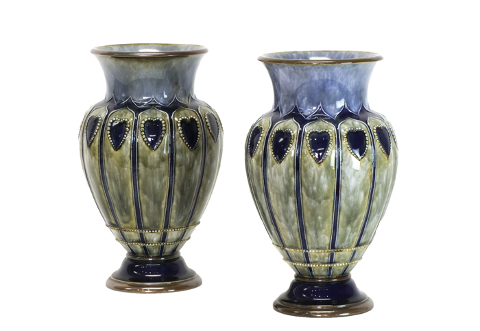 A pair of Royal Doulton stoneware vases, early 20th century, by Eliza Simmance,