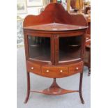 A converted Regency mahogany bowfront corner wash stand, 60cm wide.