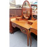 A late 19th century satinwood inlaid mahogany dressing table,