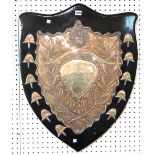 A silver mounted trophy shield Sheffield 1899 by Joseph Round,