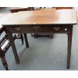 A mid 18th century single drawer side table on square supports, 97cm wide.