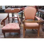 A 19th century mahogany child's open armchair on turned supports, 56cm high,