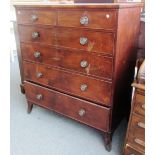 A George III mahogany chest of two short and four long graduated drawers, on splayed bracket feet,