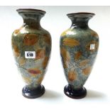 A pair of Royal Doulton stoneware vases, early 20th century,