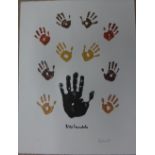 Nelson Rolihlahla Mandela (1918-2013), Coloured Left Hand, colour lithograph,