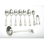 A set of six Sterling teaspoons, the fronts with scrolled decoration,