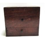 An early 19th century mahogany apothecary box, interior lacking, 23cm wide,