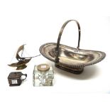 A Sheffield plated curved rectangular bread or cake basket,