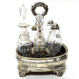 A William IV silver cruet stand frame, with spiral fluted decoration,