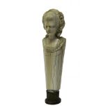 An ivory desk seal modelled as the bust of Marie Antoinette, late 19th century,