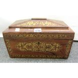 A Regency brass inlaid rosewood sarcophagus tea caddy, 31cm wide,