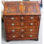 A North Italian walnut and ebonised bureau, late 17th century and later,