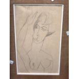 Attributed to Henri Gaudier-Brzeska (1891-1915), Study of a woman, pencil, 32cm x 20cm.
