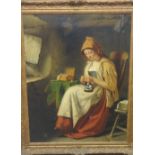 John William Haynes (1836-1908), 'Knitting', oil on canvas, signed, inscribed on reverse,