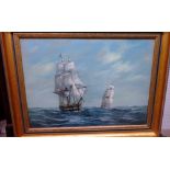 Max Parsons (1915-1998), Ships in full sail, oil on board, signed, 36cm x 49cm.