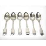 Three pairs of silver fiddle pattern dessert spoons, London 1834, 1835 and 1837,