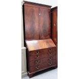 A George III mahogany bureau cabinet,