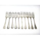 Four silver Old English pattern table forks, London 1814,