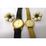 A lady's gold cased Noblesse Quartz wristwatch, the case back detailed 18 K 0.
