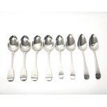 Silver table flatware, comprising; a pair of fiddle pattern tablespoons, London 1859,