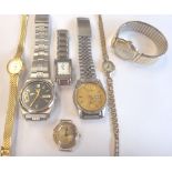 A lady's 9ct gold cased wristwatch, on a 9ct gold bracelet, with a foldover clasp,