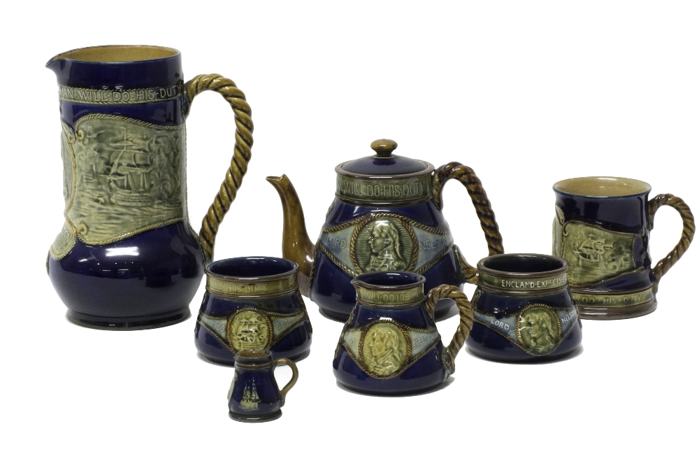 A quantity of Royal Doulton stoneware commemorative wares, all Lord Nelson (1758-1805),