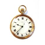 A gentleman's 9ct gold cased, keyless wind, openfaced pocket watch, with a gilt lever movement,