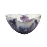 A Gallé cameo glass bowl, circa 1910, with trefoil rim,