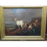 Circle of Adriaen Cornelisz Beeldemaker (1618-1709), Two greyhounds, oil on canvas, 32cm x 42cm.