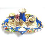 An English porcelain desk stand, circa 1840,