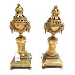 A pair of gilt bronze cassolettes, probably Italian, 19th century,