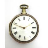 A gentleman's silver pair cased key wind openfaced pocket watch,