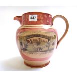 A Sunderland pink lustre jug, 19th century,