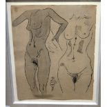Attributted to Henri Gaudier-Brzeska (1891-1915), Standing nudes, pen, ink and wash, 30cm x 24cm.