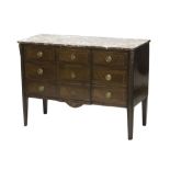 A 19th century French gilt metal mounted marble top commode of Louis XVI style,