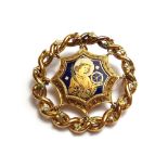 A gold and enamelled pendant brooch,