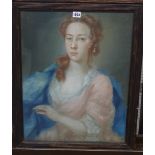French Canadian School (early 18th century), Portrait of a lady, pastel, 57cm x 44cm.