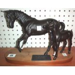 A Beswick Black Beauty and foal, (a.f).