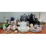 A Royal Staffordshire floral decorated tea set, a Portmeirion coffee set and sundry ceramics.