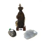 A Chinese smokey brown quartz bottle and stopper, probably 19th century,