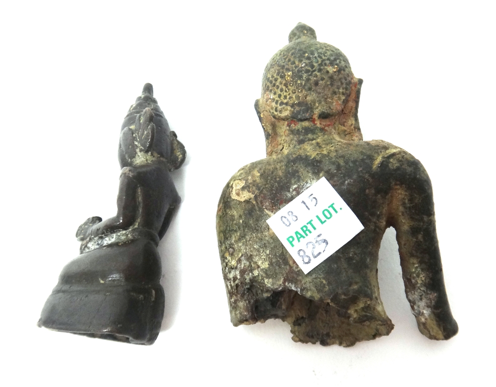 A group of three small Thai bronze buddha heads, probably circa 14th century, tallest 11cm. - Image 5 of 10