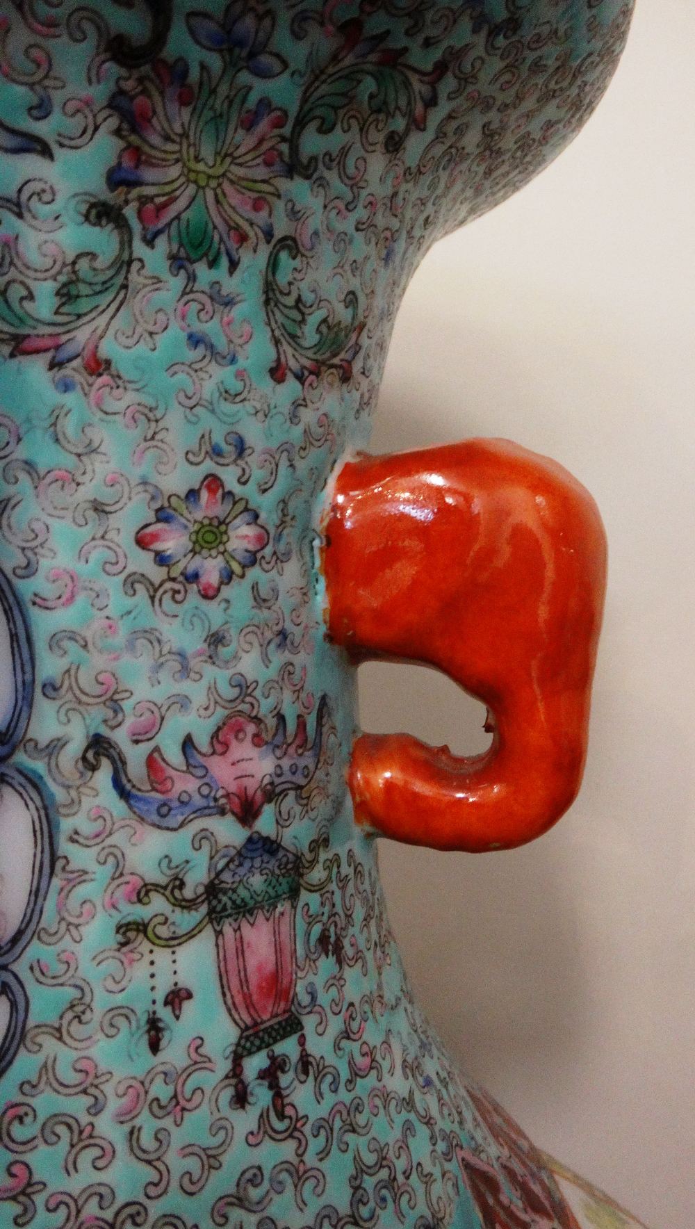 A large Chinese famille-rose two-handled vase, 20th century, - Image 7 of 8