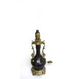 A marble and brass mounted table lamp (converted), early 20th century,