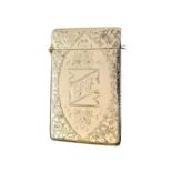 A silver rectangular visiting card case, with engraved decoration, Birmingham 1906, weight 59 gms.