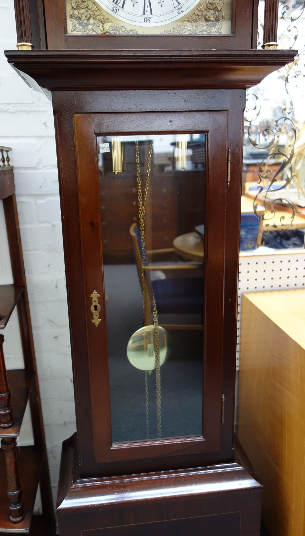 A 20th century mahogany longcase Westminster chime clock, - Image 2 of 4